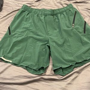 Green Lululemon running shorts